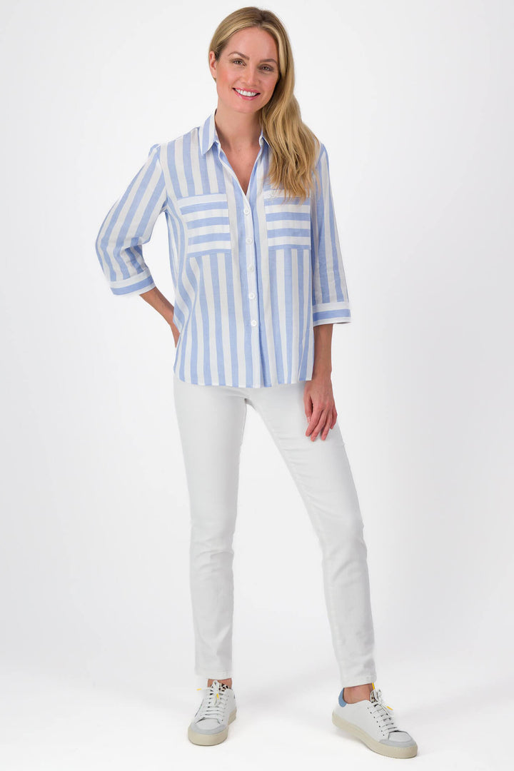 Just White J2997 Sky Blue Stripe Shirt - Experience Boutique