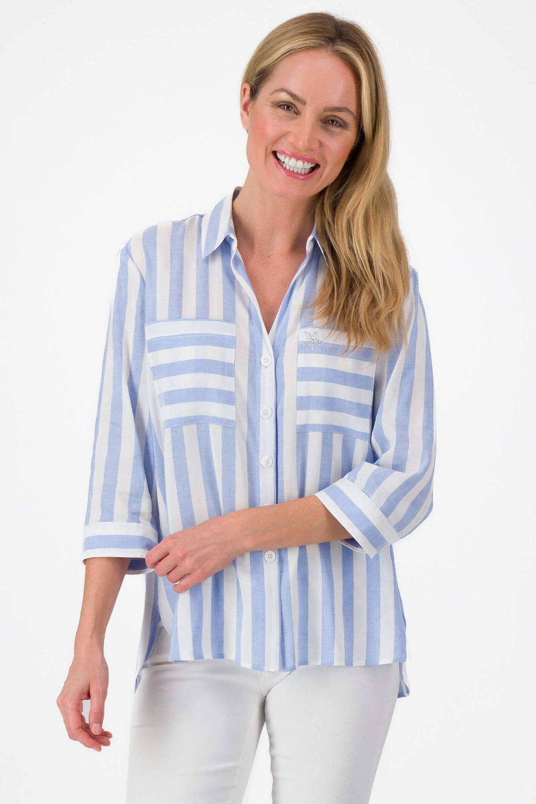 Just White J2997 Sky Blue Stripe Shirt - Experience Boutique