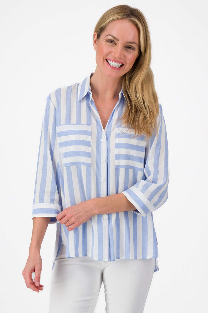 Just White J2997 Sky Blue Stripe Shirt - Experience Boutique