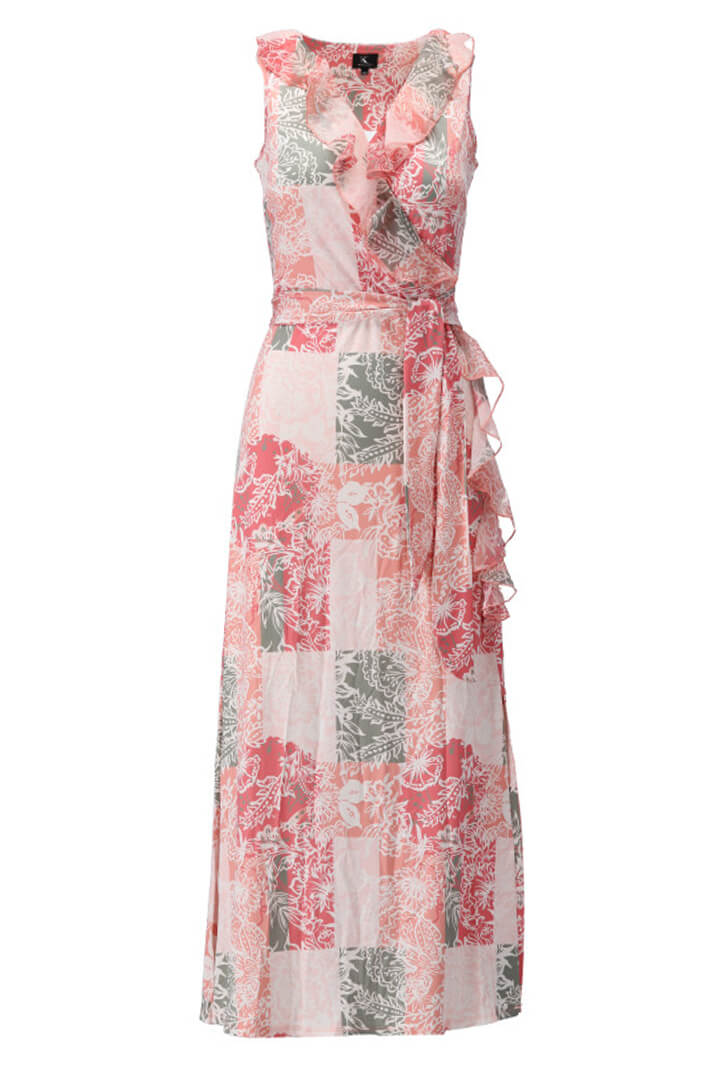 K Design W144 Pink Patchwork Print Maxi Dress - Experience Boutique
