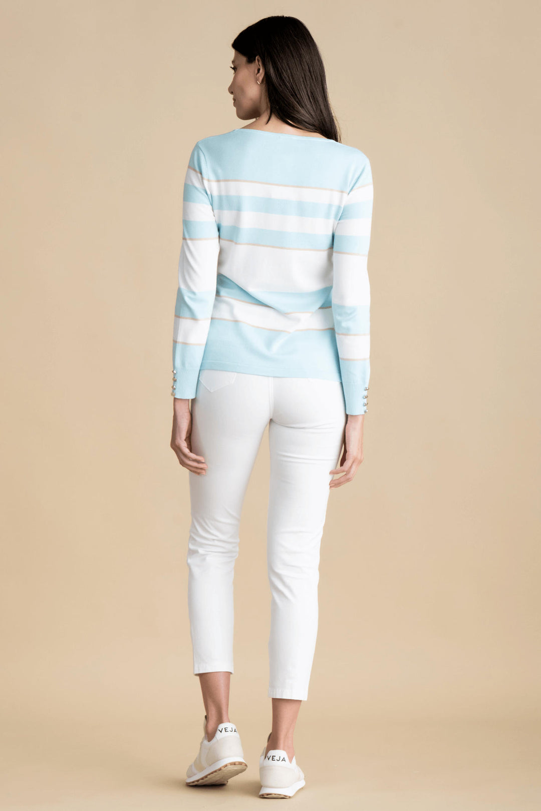 Marble Fashions 6884 Light Blue Stripe Knit Jumper - Experience Boutique