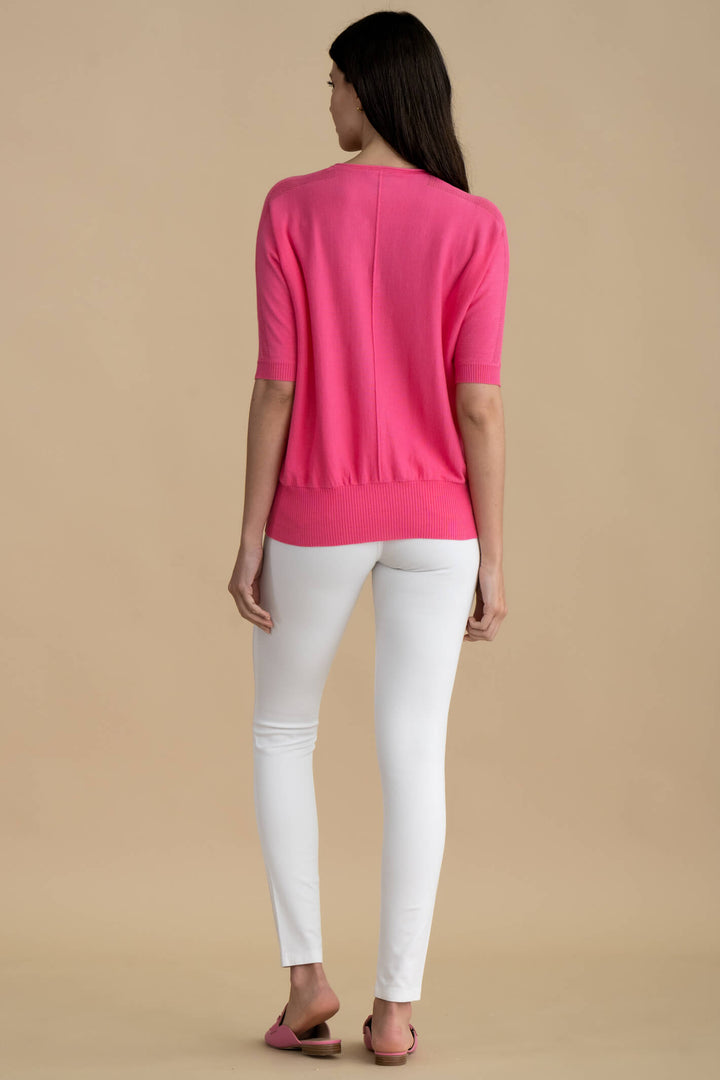 Marble Fashions 6893 194 Pink V-Neck Jumper - Experience Boutique