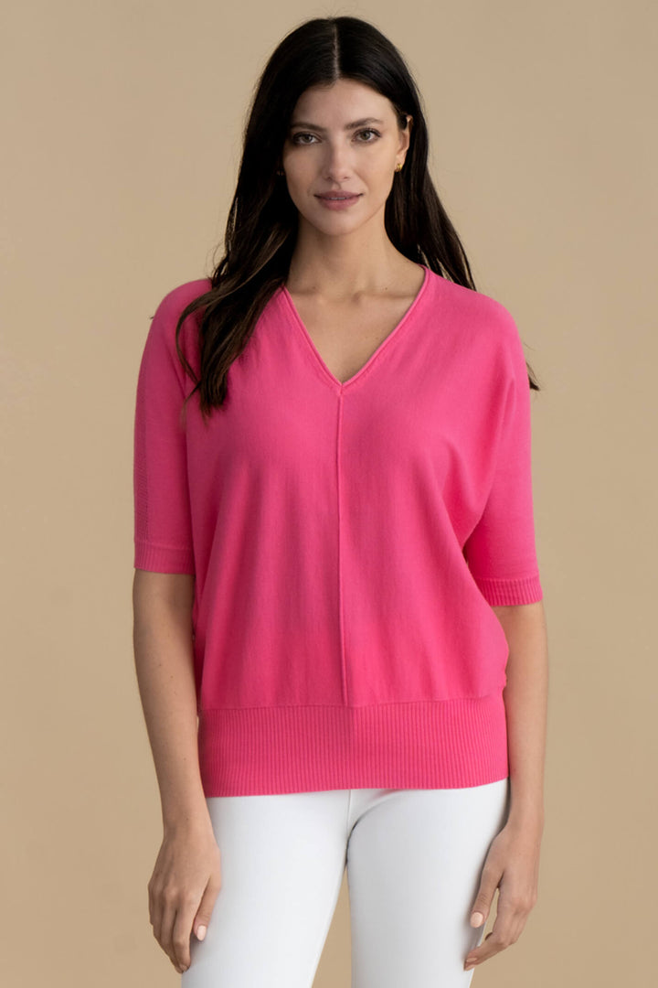 Marble Fashions 6893 194 Pink V-Neck Jumper - Experience Boutique