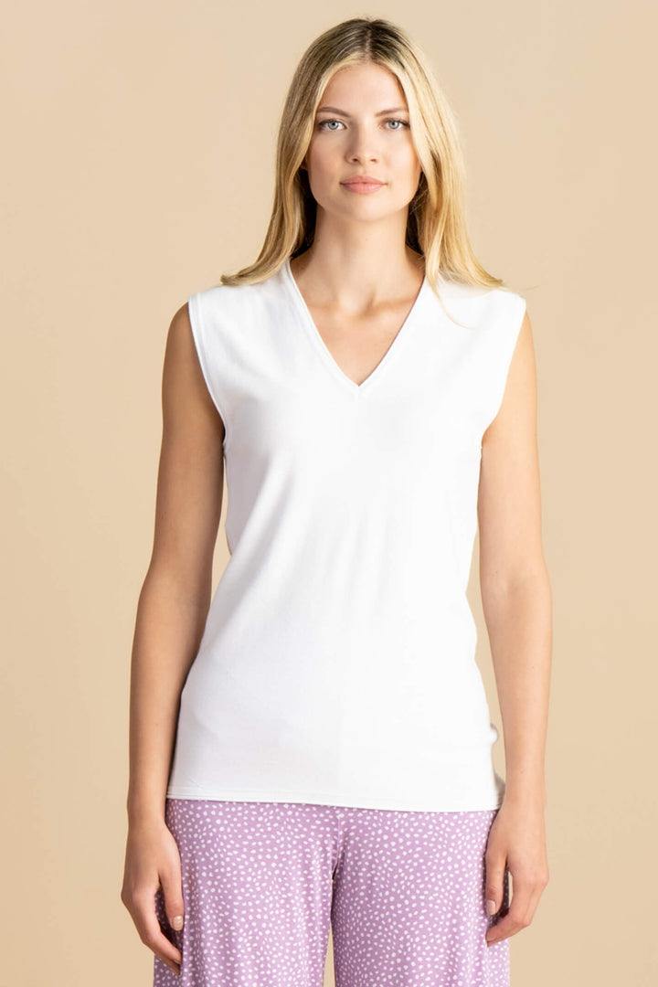 Marble Fashions 6909 102 White Sleeveless Top - Experience Boutique