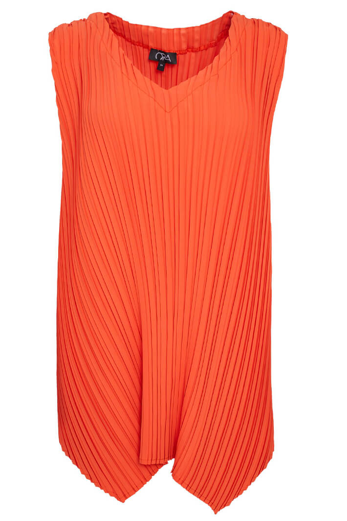 Ora ORS23 108 Burnt Orange Pleated Top - Experience Boutique