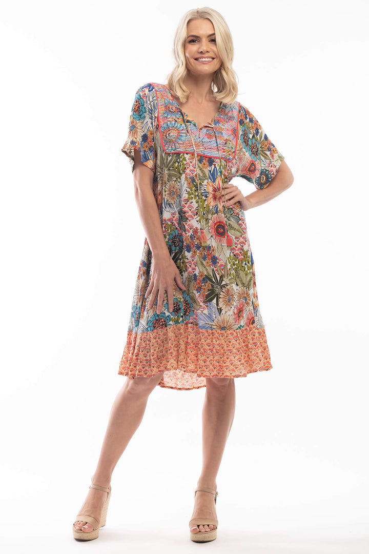 Orientique 8122 Bibury Coral Print Dress - Experience Boutique
