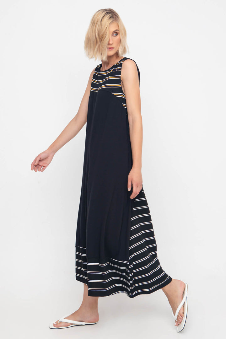 Ozai N Ku 83-3032 Black Stripes Dress - Experience Boutique