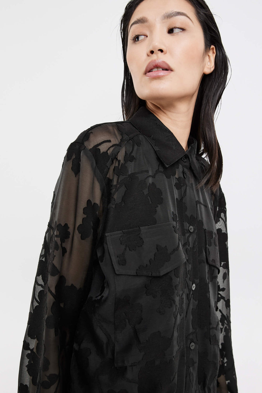 Taifun 330310 Black Blossom Sheer Jacket - Experience Boutique