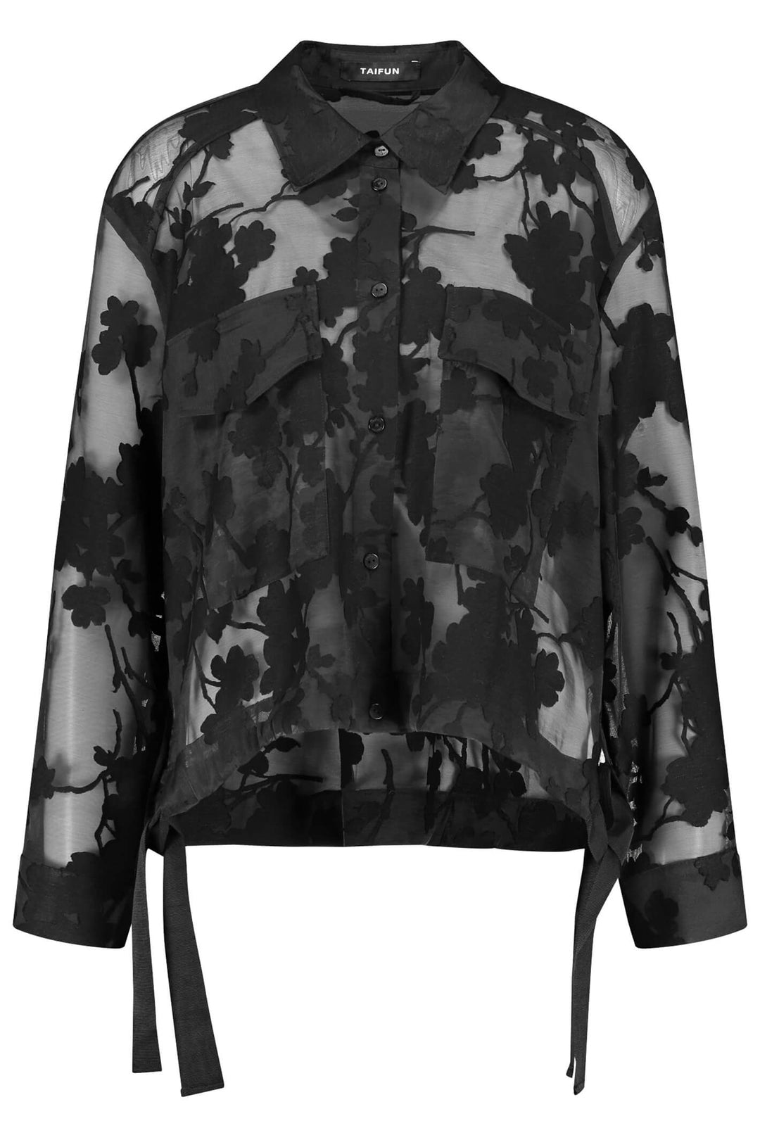 Taifun 330310 Black Blossom Sheer Jacket - Experience Boutique