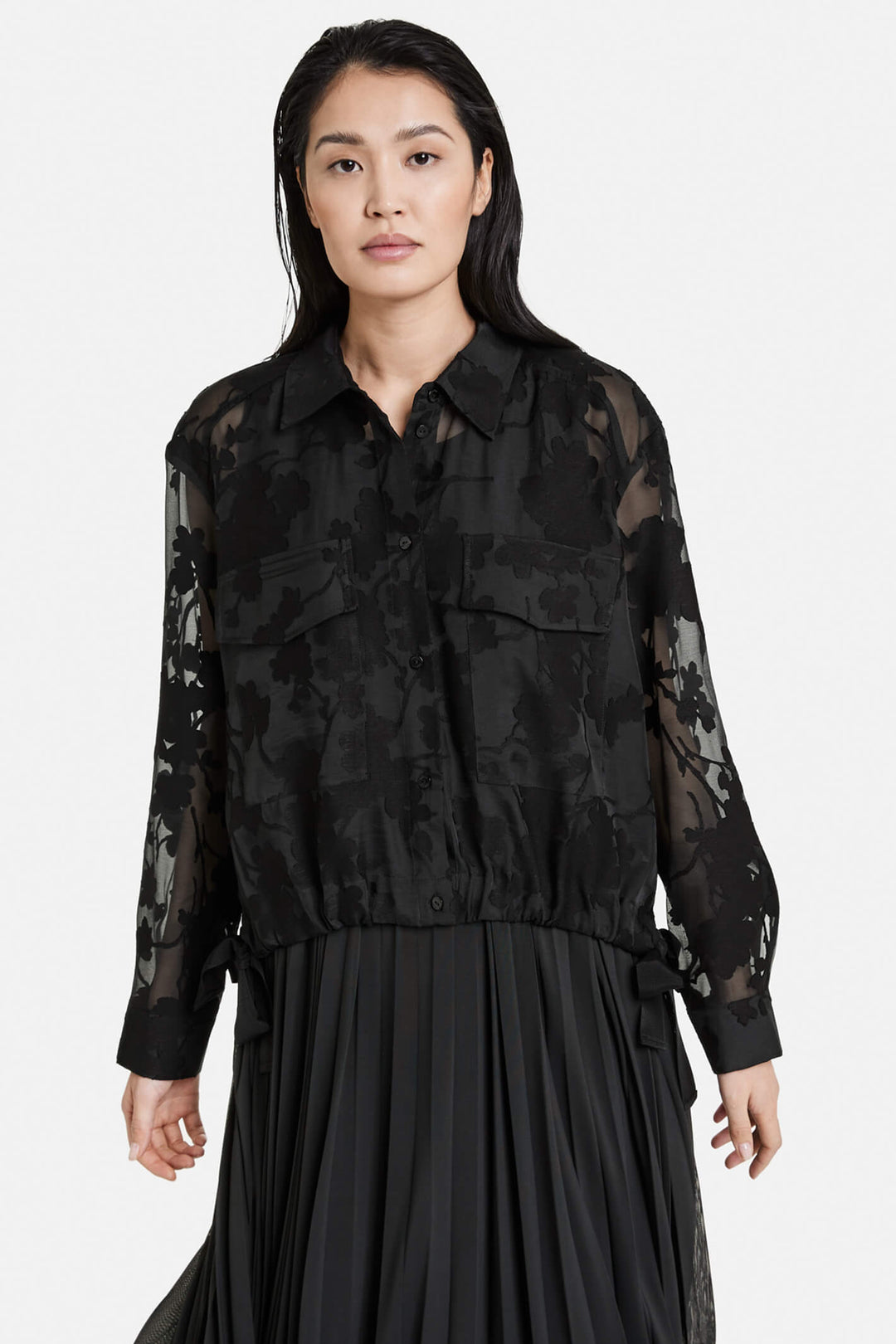 Taifun 330310 Black Blossom Sheer Jacket - Experience Boutique